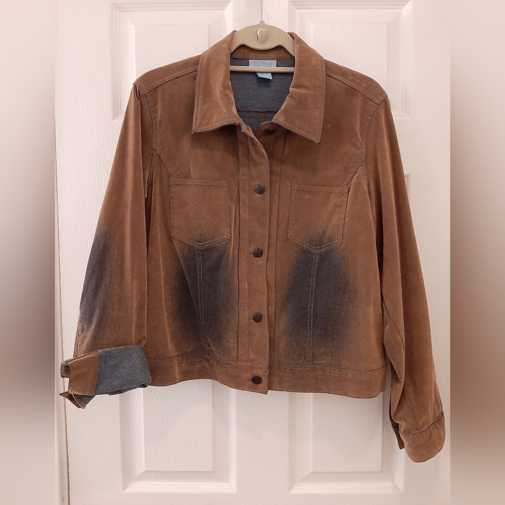 Sigrid Olsen So blue Jacket medium brown and denim